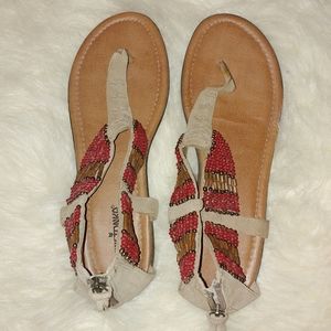 Beaded Leather Sandals